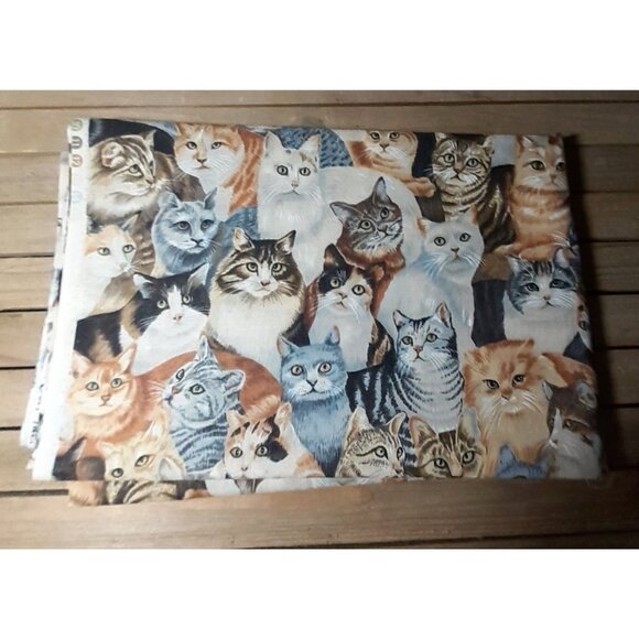 Other - Cotton Sewing Fabric Assorted Cats Tabby Tortoise Shell Quilt Crafts 1.5 yd x44"